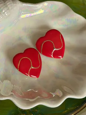 Red heart earrings