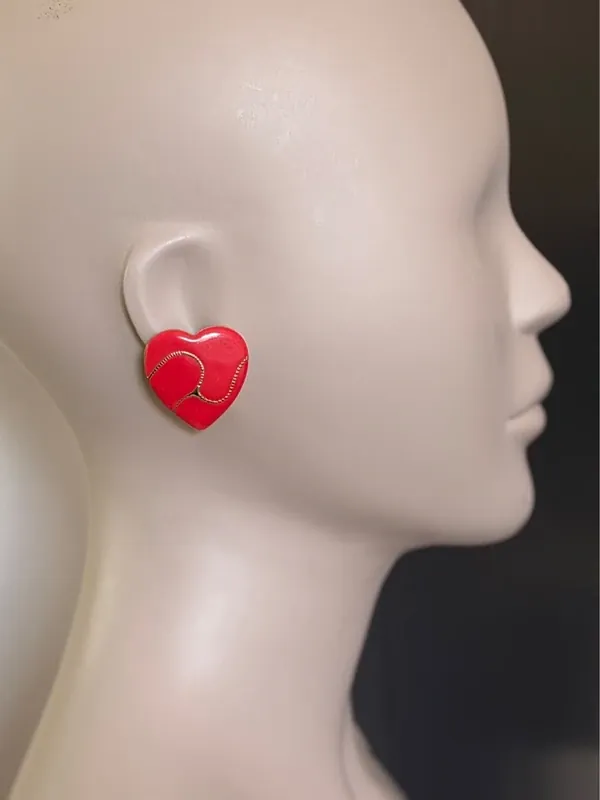 Red heart earrings