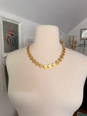 Gold coin collar necklace