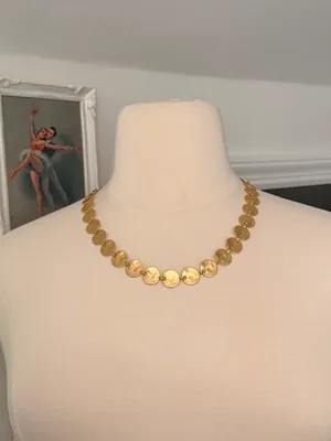 Gold coin collar necklace
