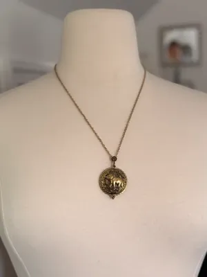 Gold Tone Elephant Magnifying Glass Necklace