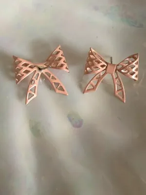 Peach Lattice Bow Earrings