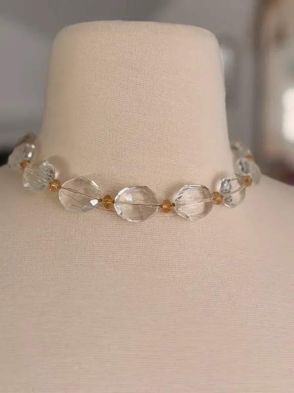 Handmade Large Crystal Bead Collar Necklace