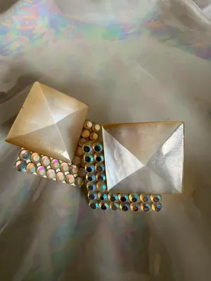 Vintage Mother of Pearl and rhinestone geometric earrings