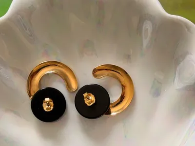 Avon Goldtone Convertible Color Disc Earrings