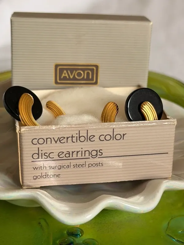 Avon Goldtone Convertible Color Disc Earrings