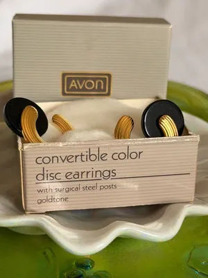 Avon Goldtone Convertible Color Disc Earrings