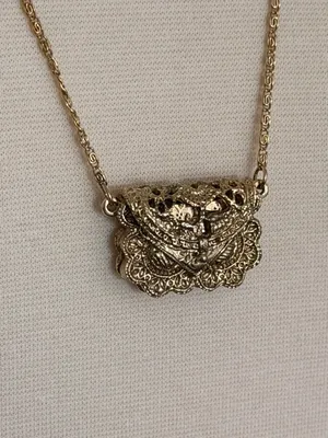 1928 Gold tone Filigree Purse Locket