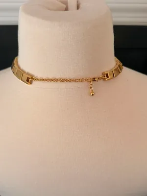 80’s Gold plated chunky Monet Collar necklace w/ Lucite