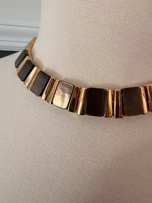 80’s Gold plated chunky Monet Collar necklace w/ Lucite