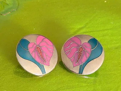 Vintage Cloisonné Enamel Gold Tone Jewelry Lot