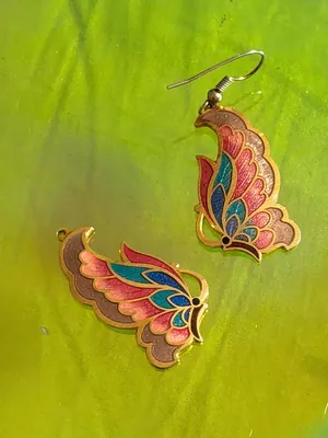 Vintage Cloisonné Enamel Gold Tone Jewelry Lot