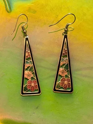 Vintage Cloisonné Enamel Gold Tone Jewelry Lot
