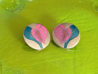 Vintage Cloisonné Enamel Gold Tone Jewelry Lot